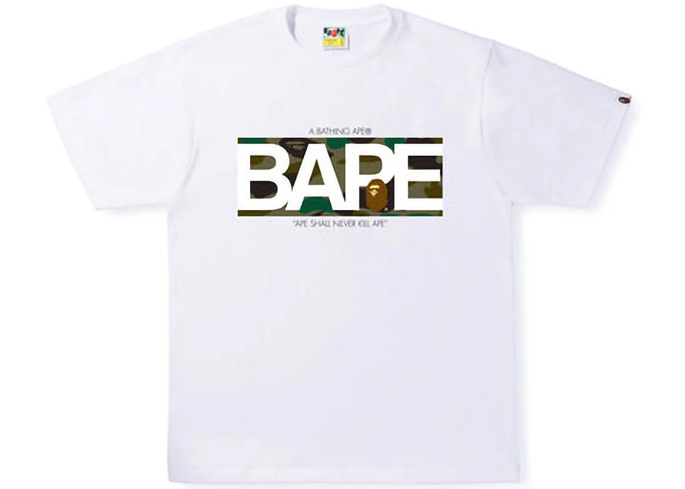 BAPE 1st Camo BAPE Logo Tee White Green