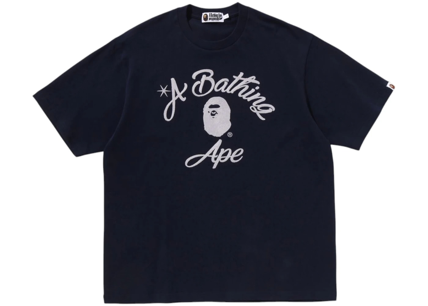 BAPE Chain Stitch College Relaxed Fit Tee Navy