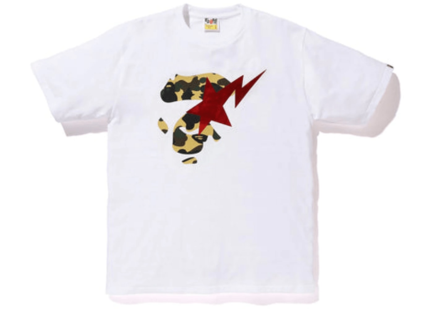 BAPE 1st Camo Ape Face Sta Tee Black Yellow