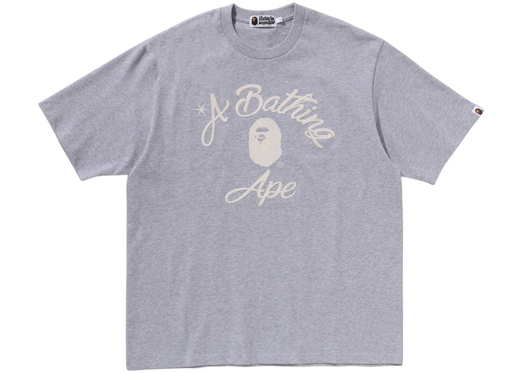 BAPE Chain Stitch College Relaxed Fit Tee Grey