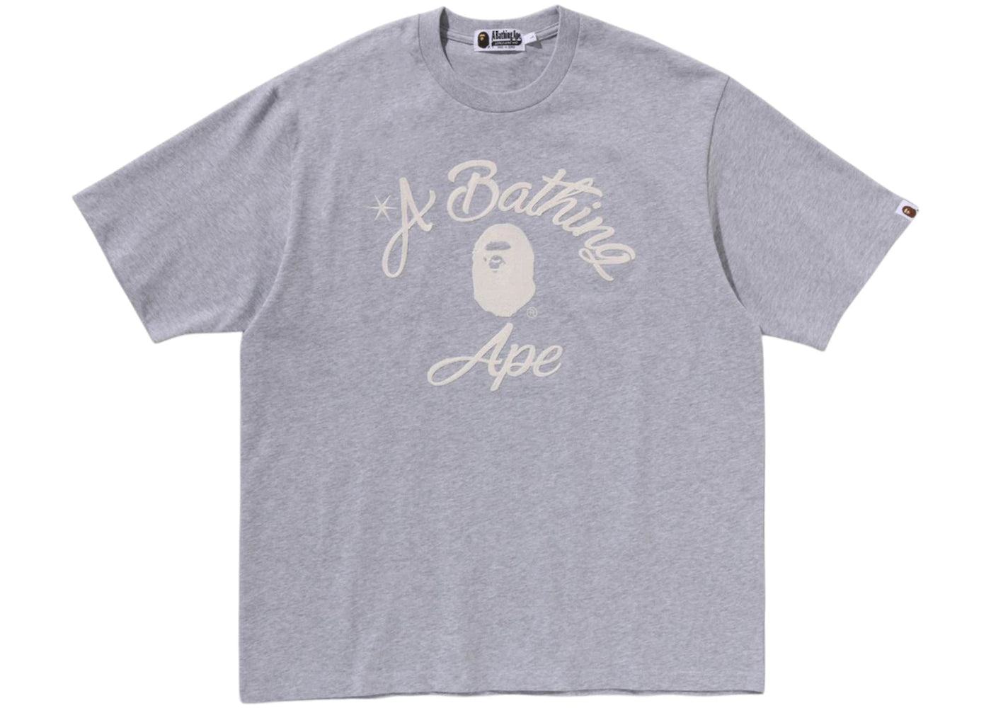 BAPE Chain Stitch College Relaxed Fit Tee Grey